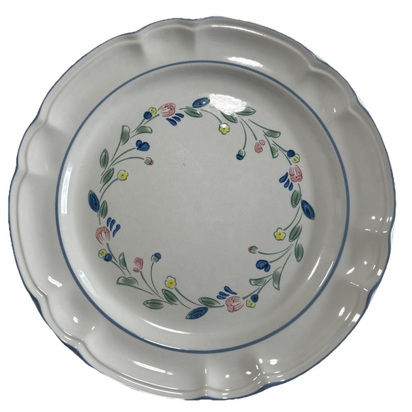 (2)) Floral Expressions 10.5 Dinner Plates‎ Hand Decorated Stoneware No Chips! - Picture 1 of 3